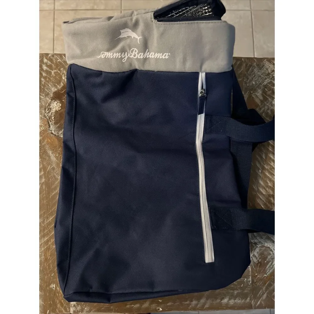 NEW TOMMY BAHAMA DUFFLE BAG Dark Blue w/ Grey‎ Trim & White Marlin Icon Day Pack